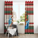 Aussie Wallaby Santa Surf Christmas Window Curtain Festive Knitted Pattern Inspired