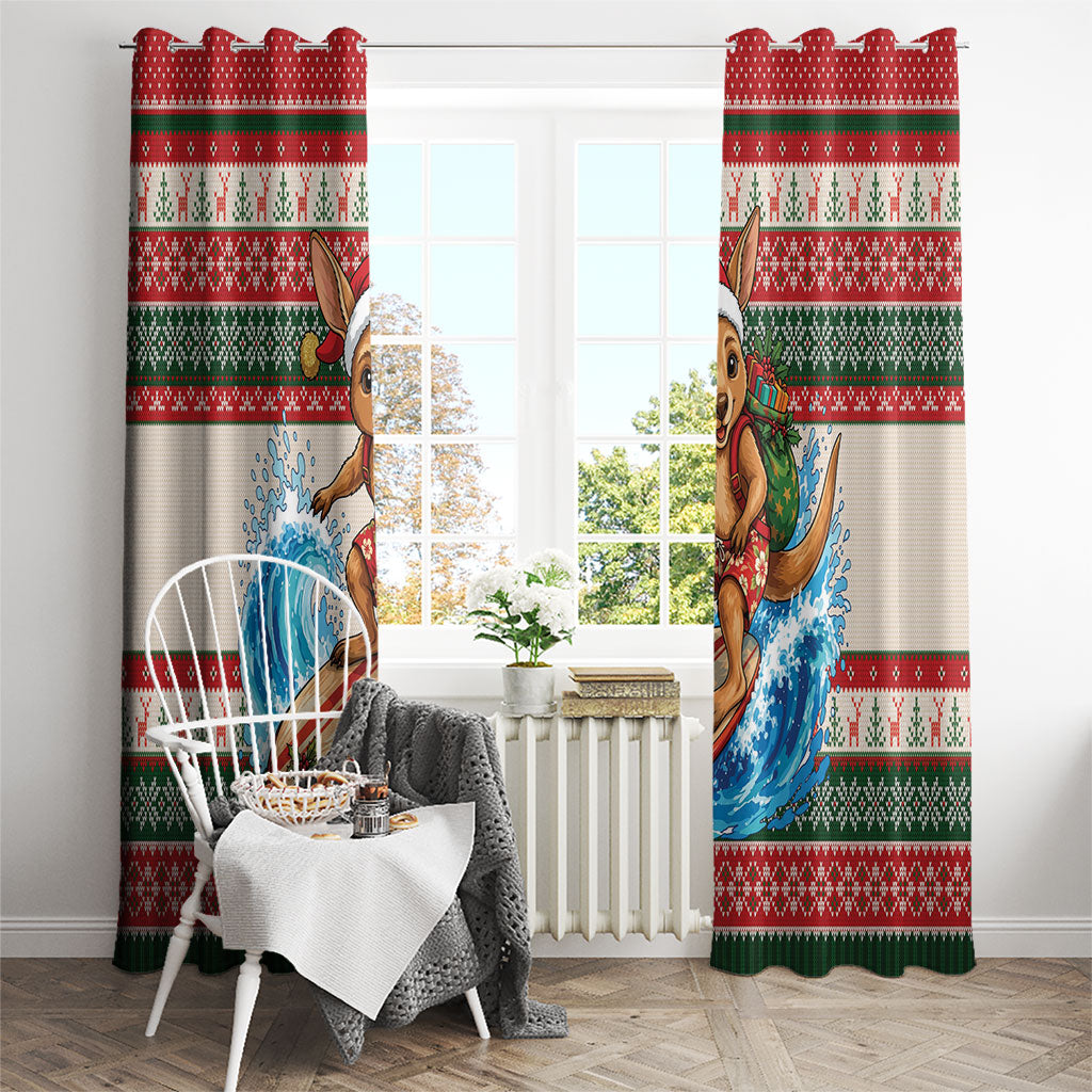 Aussie Wallaby Santa Surf Christmas Window Curtain Festive Knitted Pattern Inspired