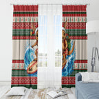 Aussie Wallaby Santa Surf Christmas Window Curtain Festive Knitted Pattern Inspired