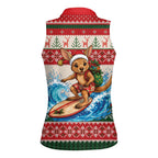 Aussie Wallaby Santa Surf Christmas Women Sleeveless Polo Shirt Festive Knitted Pattern Inspired