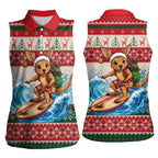Aussie Wallaby Santa Surf Christmas Women Sleeveless Polo Shirt Festive Knitted Pattern Inspired