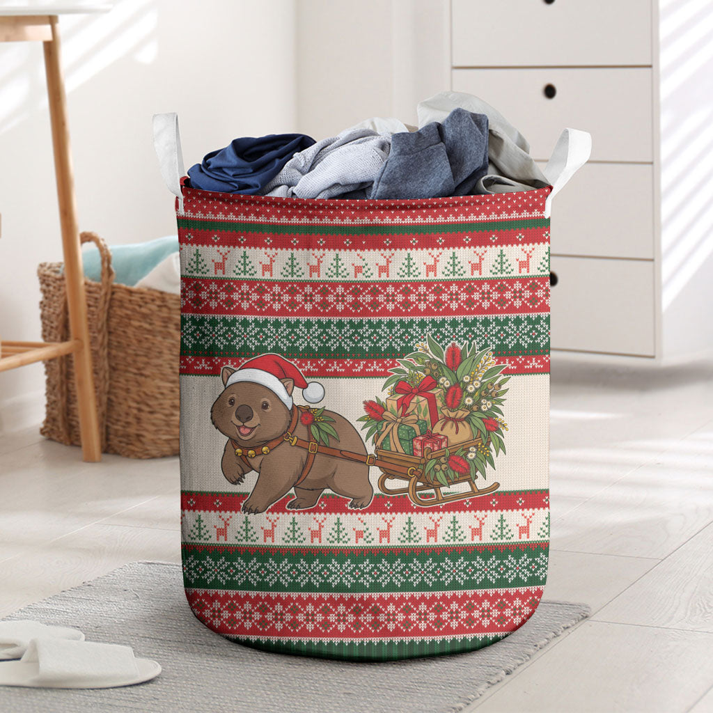 Aussie Wombat Christmas Laundry Basket Festive Knitted Pattern Inspired