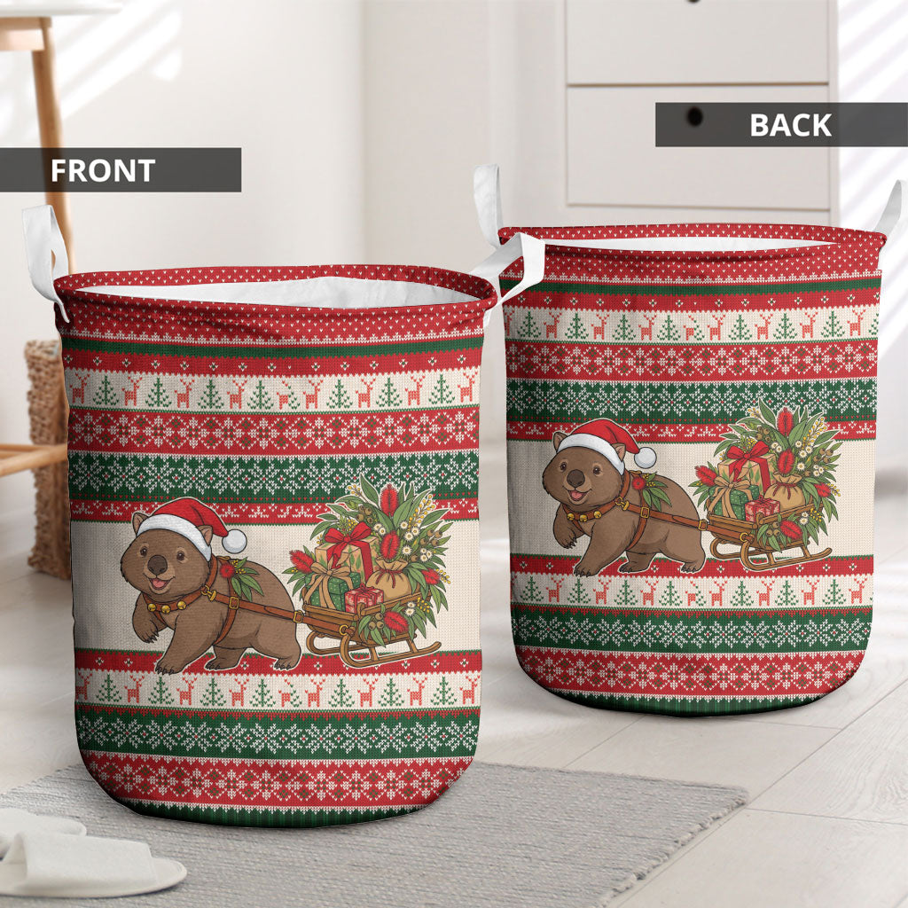 Aussie Wombat Christmas Laundry Basket Festive Knitted Pattern Inspired