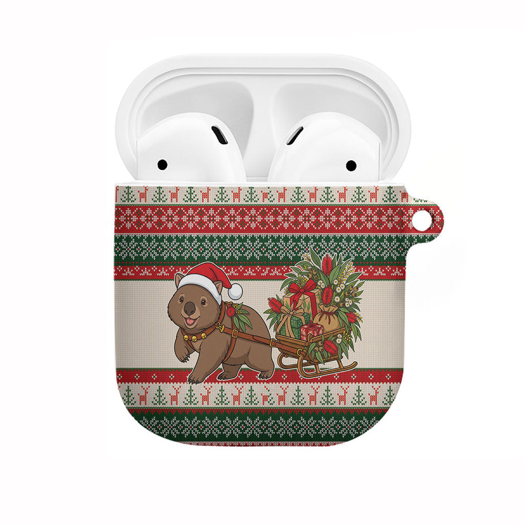 Aussie Wombat Christmas AirPods Case Festive Knitted Pattern Inspired