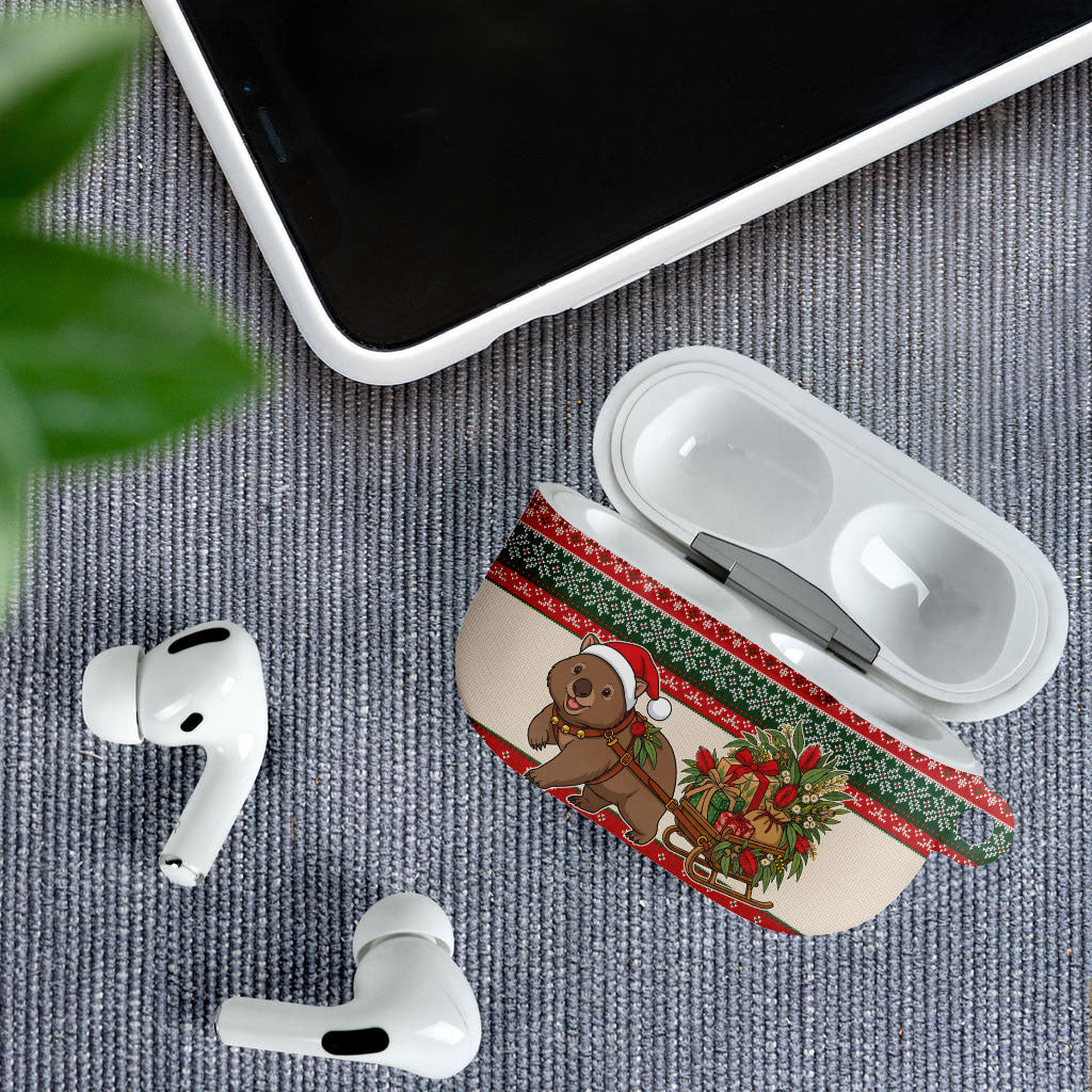 Aussie Wombat Christmas AirPods Case Festive Knitted Pattern Inspired