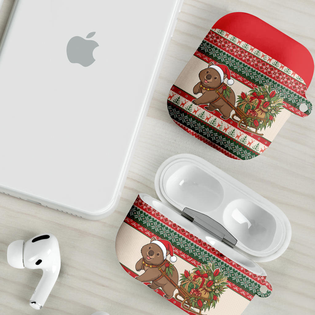 Aussie Wombat Christmas AirPods Case Festive Knitted Pattern Inspired