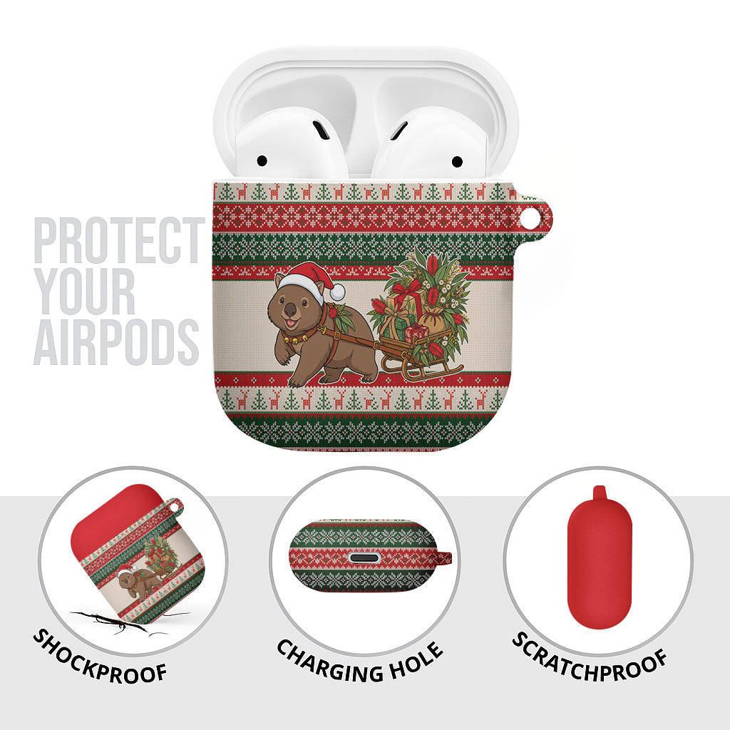 Aussie Wombat Christmas AirPods Case Festive Knitted Pattern Inspired