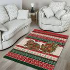 Aussie Wombat Christmas Area Rug Festive Knitted Pattern Inspired
