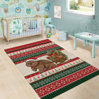 Aussie Wombat Christmas Area Rug Festive Knitted Pattern Inspired