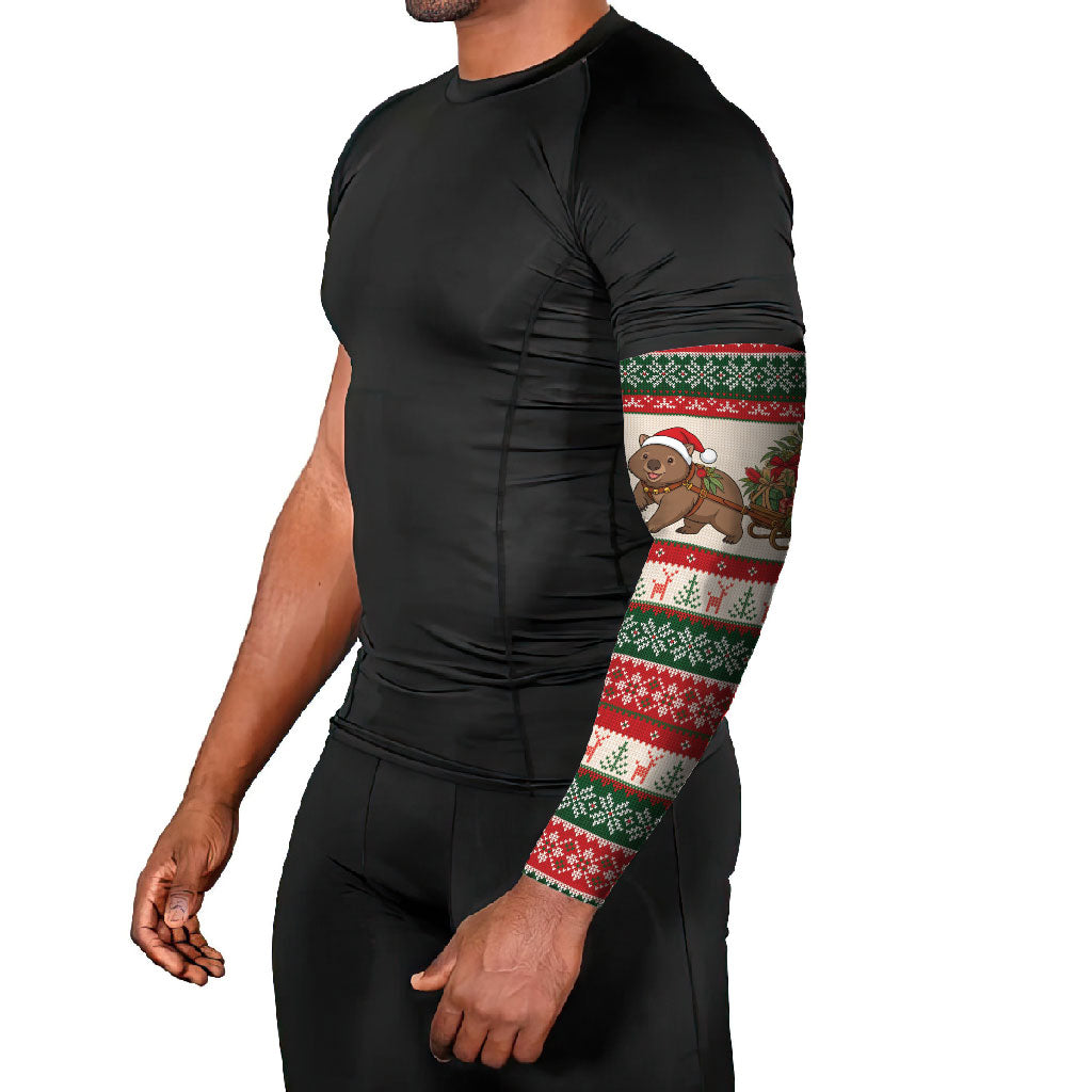 Aussie Wombat Christmas Arm Sleeves Festive Knitted Pattern Inspired