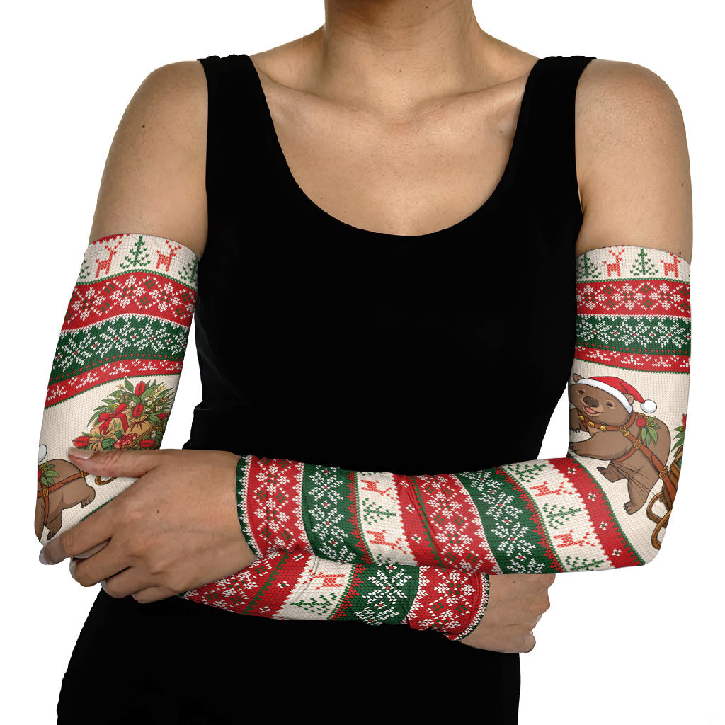 Aussie Wombat Christmas Arm Sleeves Festive Knitted Pattern Inspired