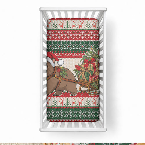 Aussie Wombat Christmas Baby Bed Cover Festive Knitted Pattern Inspired