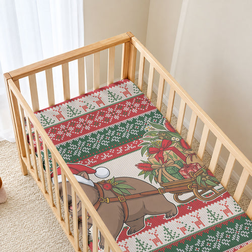 Aussie Wombat Christmas Baby Bed Cover Festive Knitted Pattern Inspired