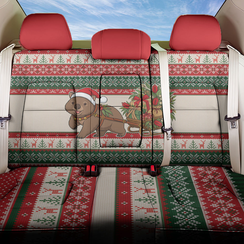 Aussie Wombat Christmas Back Car Seat Cover Festive Knitted Pattern Inspired