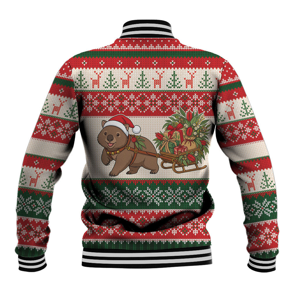 Aussie Wombat Christmas Baseball Jacket Festive Knitted Pattern Inspired
