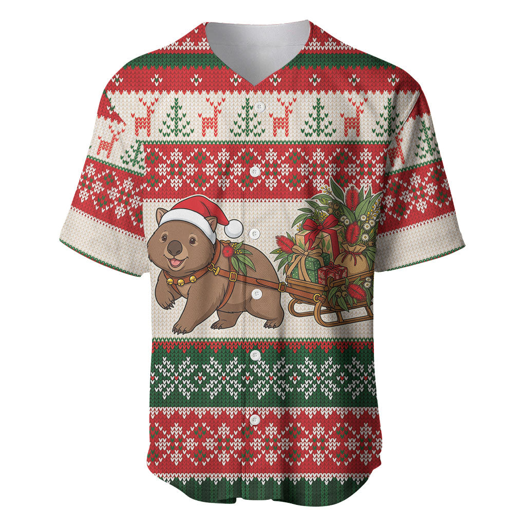 Aussie Wombat Christmas Baseball Jersey Festive Knitted Pattern Inspired