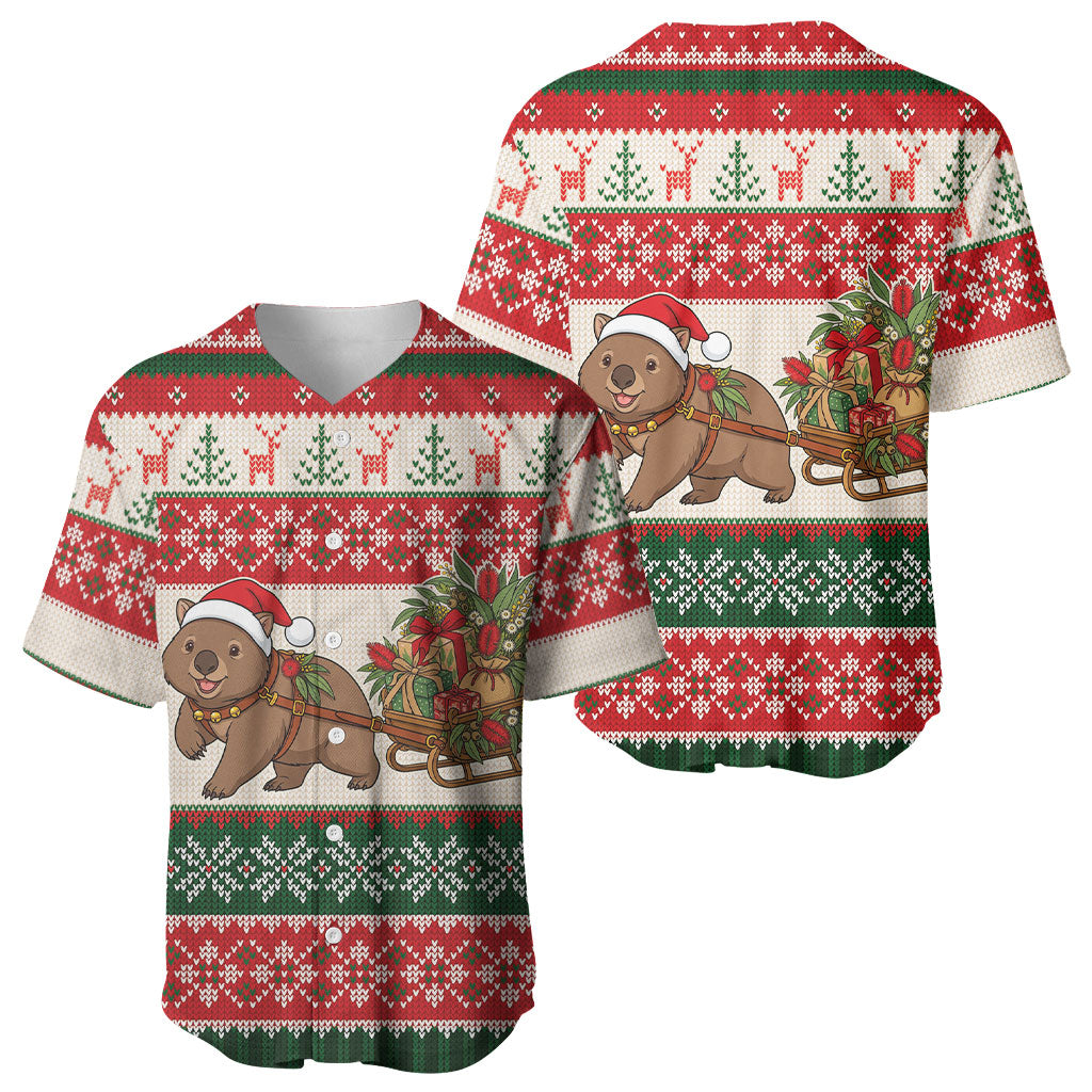 Aussie Wombat Christmas Baseball Jersey Festive Knitted Pattern Inspired