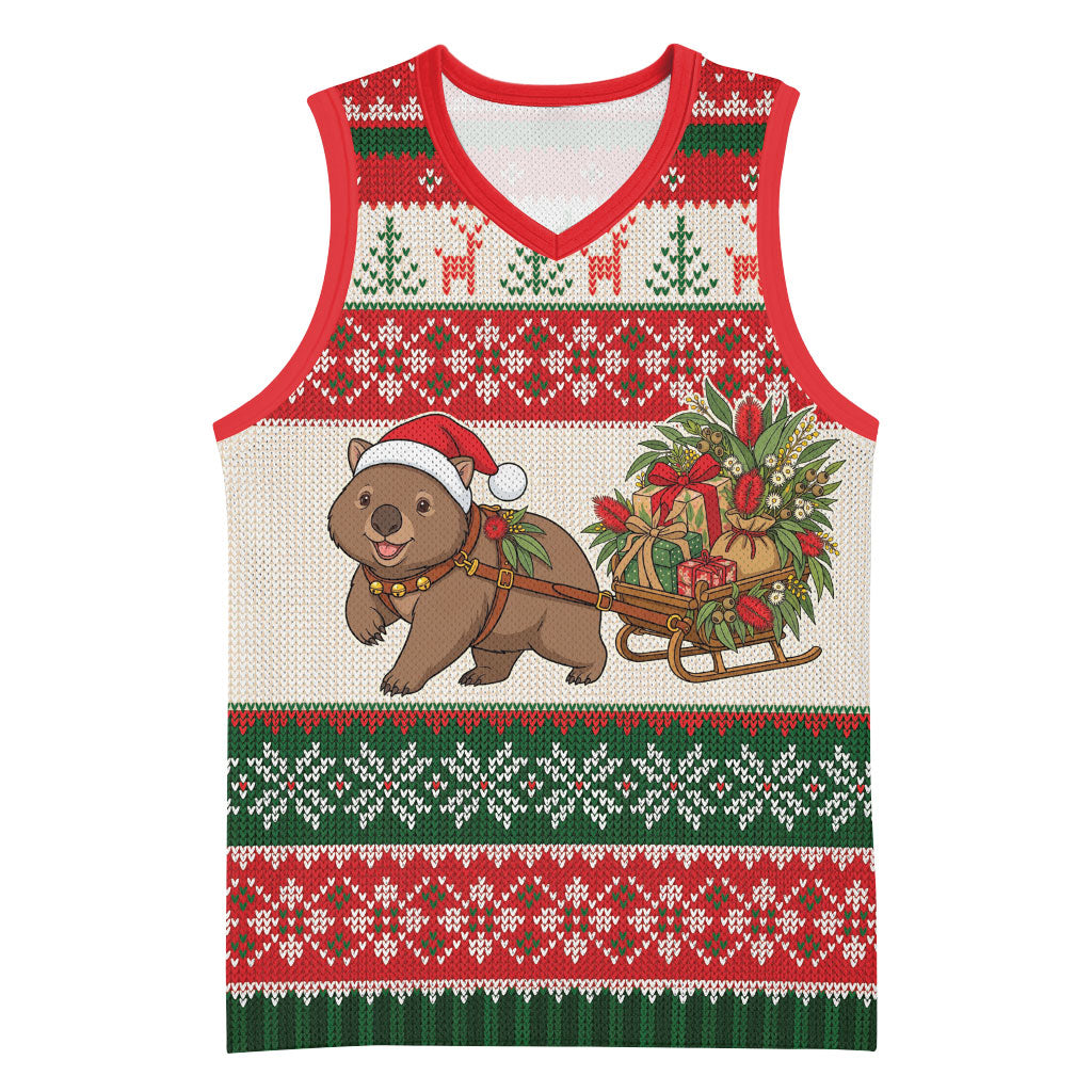 Aussie Wombat Christmas Basketball Jersey Festive Knitted Pattern Inspired