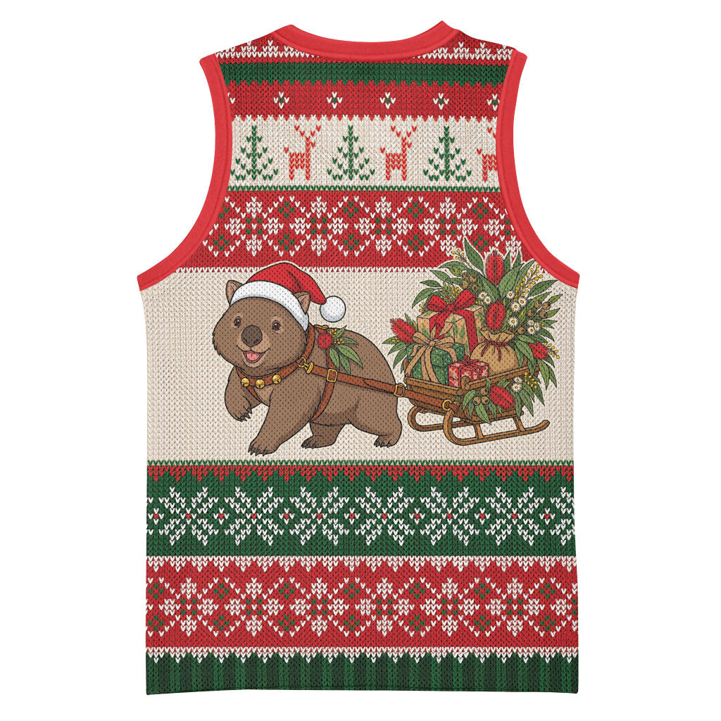Aussie Wombat Christmas Basketball Jersey Festive Knitted Pattern Inspired