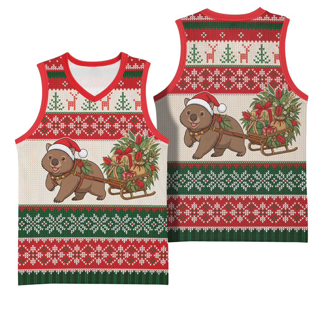 Aussie Wombat Christmas Basketball Jersey Festive Knitted Pattern Inspired