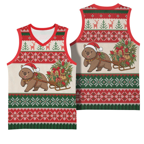 Aussie Wombat Christmas Basketball Jersey Festive Knitted Pattern Inspired