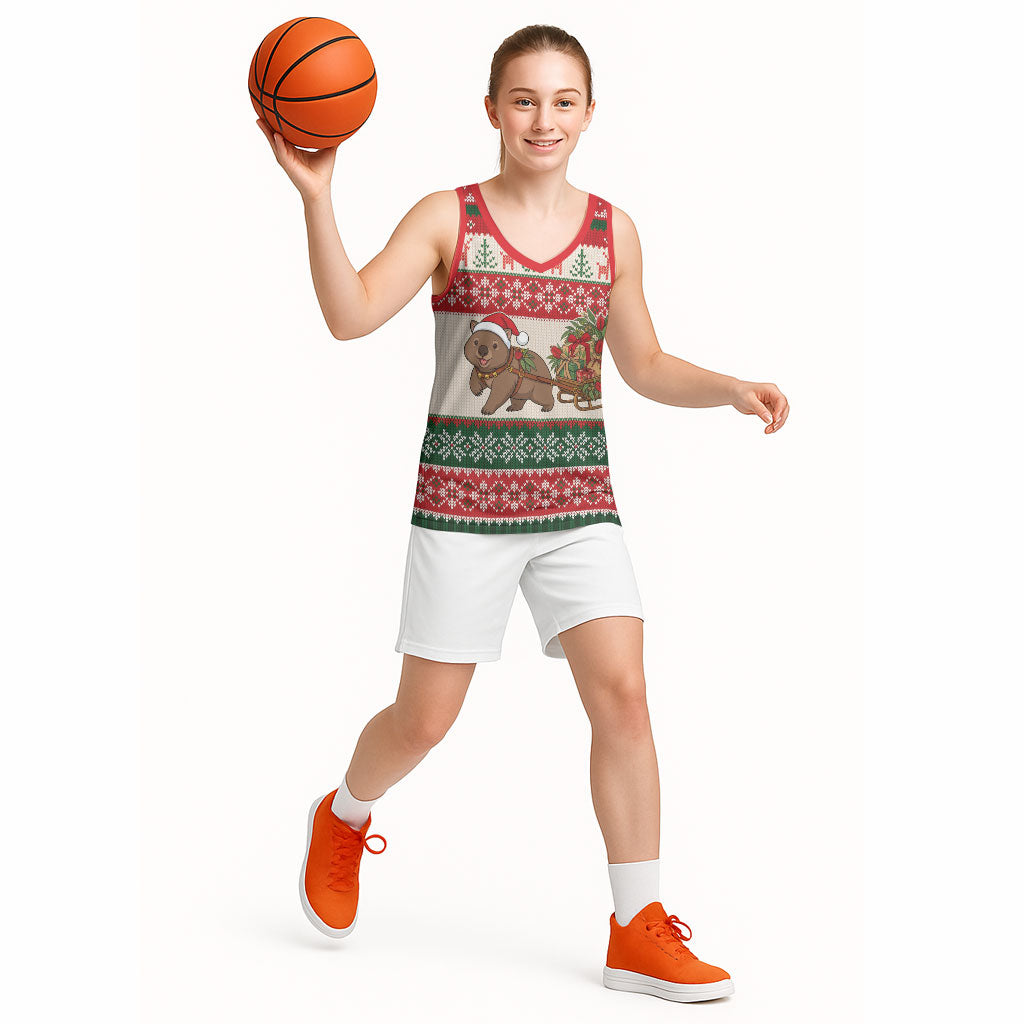Aussie Wombat Christmas Basketball Jersey Festive Knitted Pattern Inspired