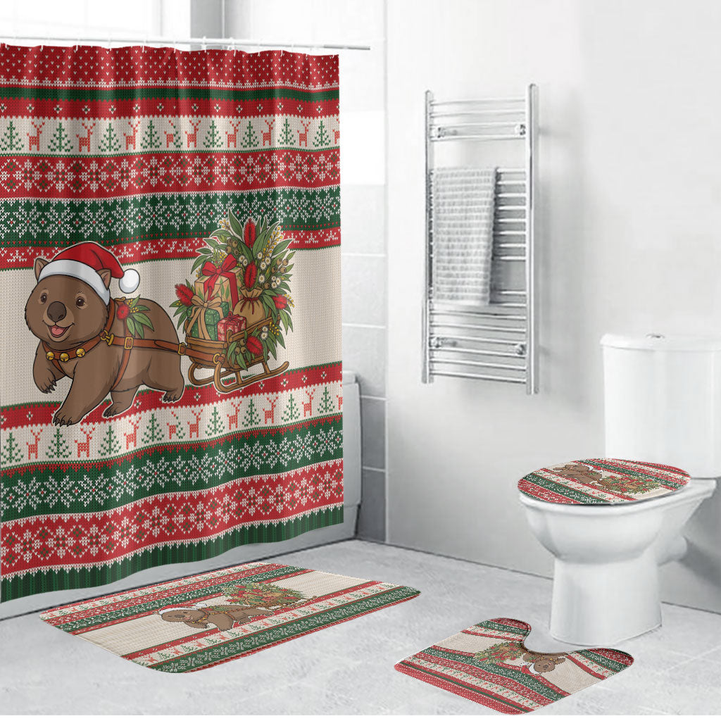 Aussie Wombat Christmas Bathroom Set Festive Knitted Pattern Inspired