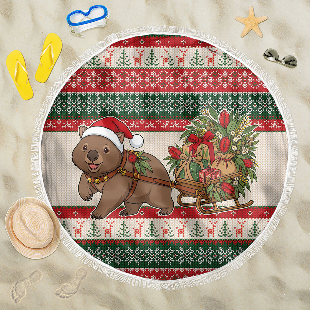Aussie Wombat Christmas Beach Blanket Festive Knitted Pattern Inspired
