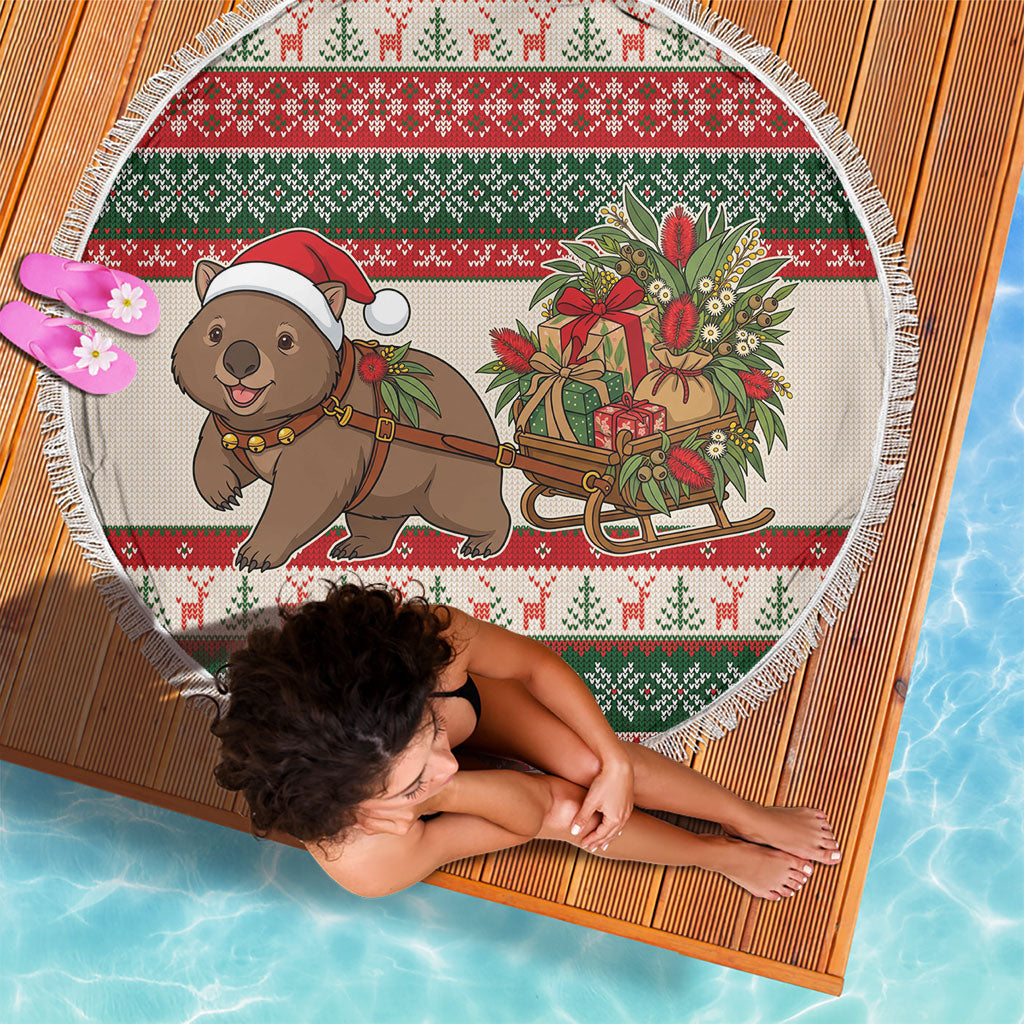Aussie Wombat Christmas Beach Blanket Festive Knitted Pattern Inspired