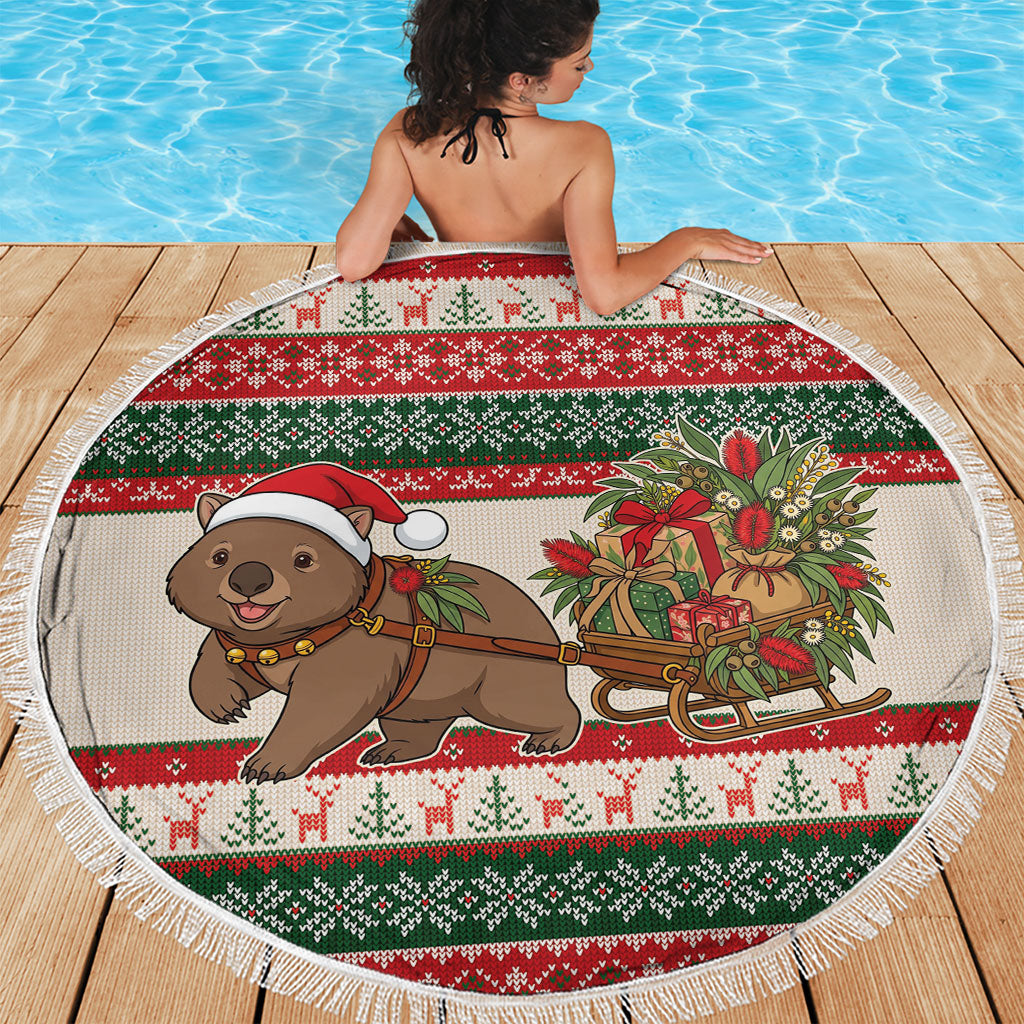 Aussie Wombat Christmas Beach Blanket Festive Knitted Pattern Inspired