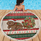 Aussie Wombat Christmas Beach Blanket Festive Knitted Pattern Inspired