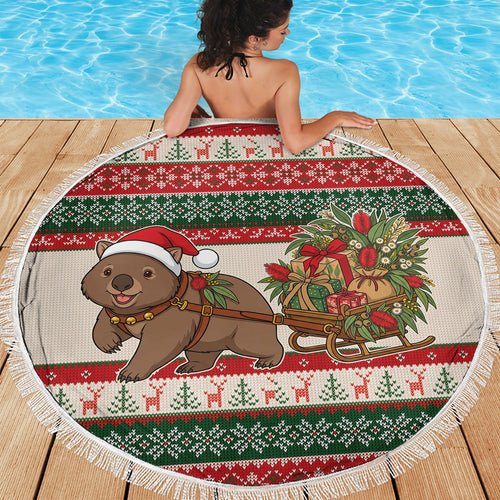 Aussie Wombat Christmas Beach Blanket Festive Knitted Pattern Inspired