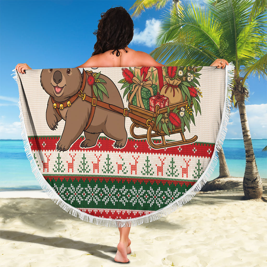 Aussie Wombat Christmas Beach Blanket Festive Knitted Pattern Inspired