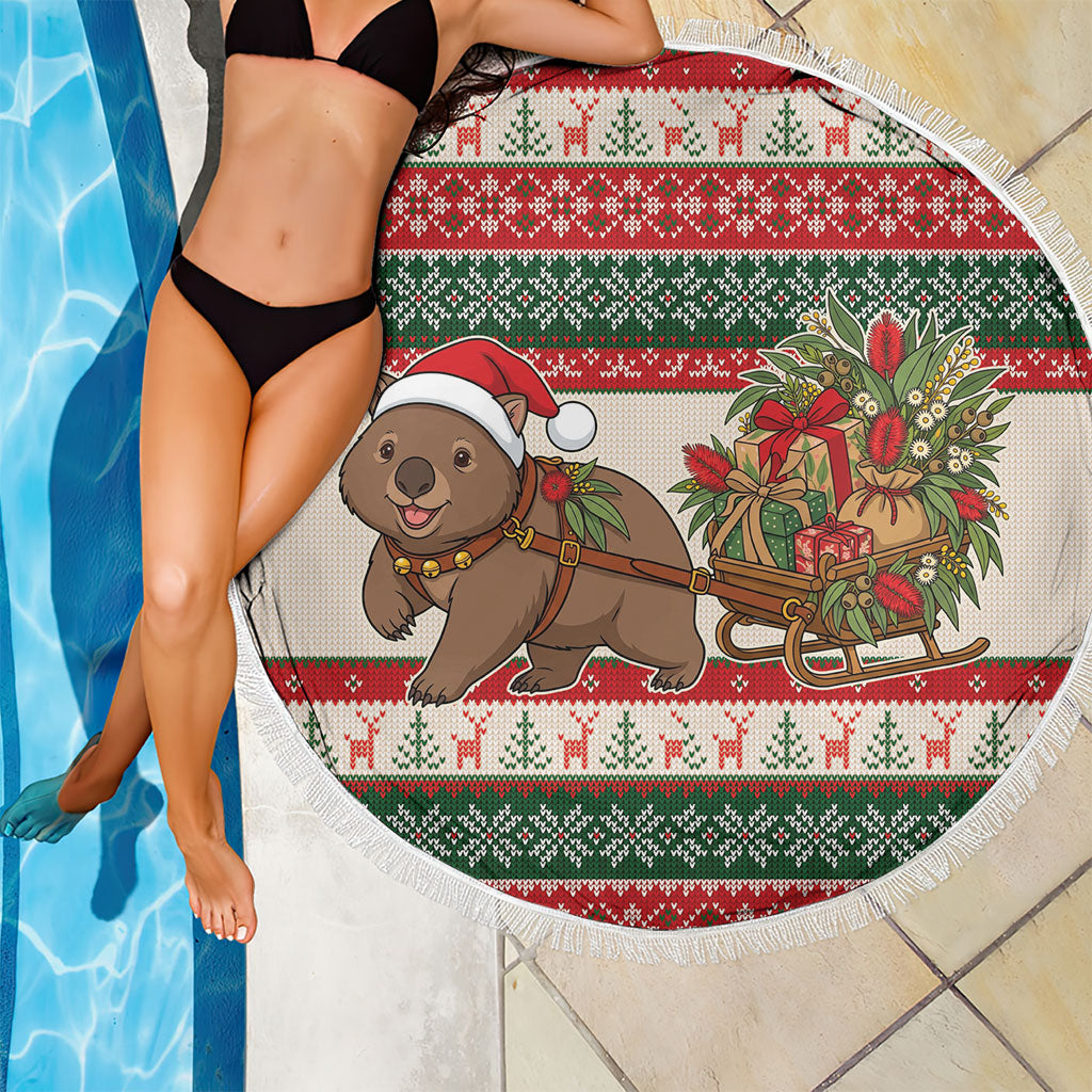Aussie Wombat Christmas Beach Blanket Festive Knitted Pattern Inspired
