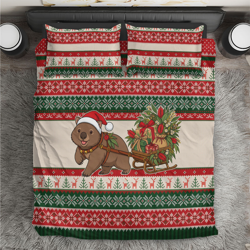 Aussie Wombat Christmas Bedding Set Festive Knitted Pattern Inspired