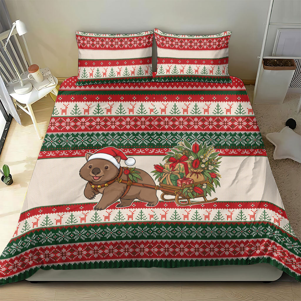 Aussie Wombat Christmas Bedding Set Festive Knitted Pattern Inspired