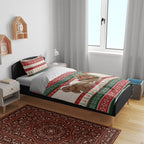 Aussie Wombat Christmas Bedding Set Festive Knitted Pattern Inspired