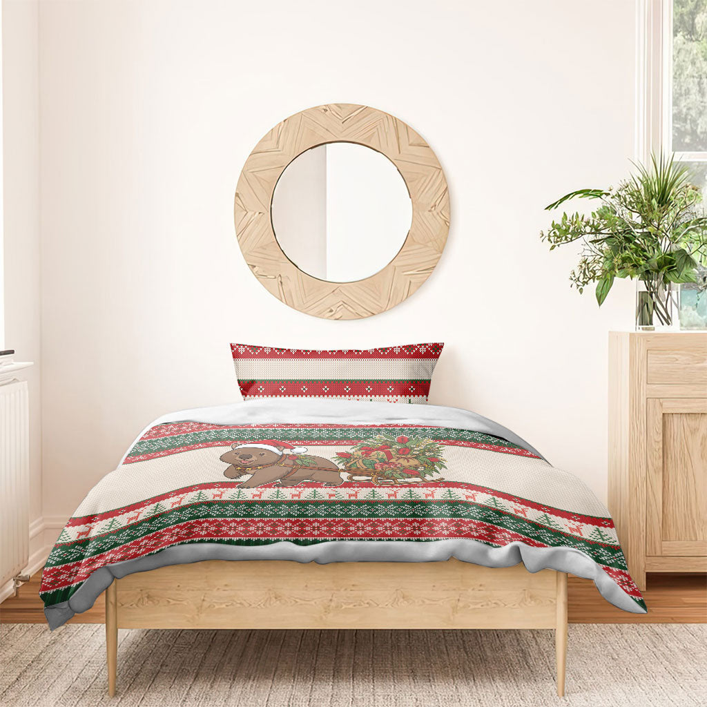 Aussie Wombat Christmas Bedding Set Festive Knitted Pattern Inspired