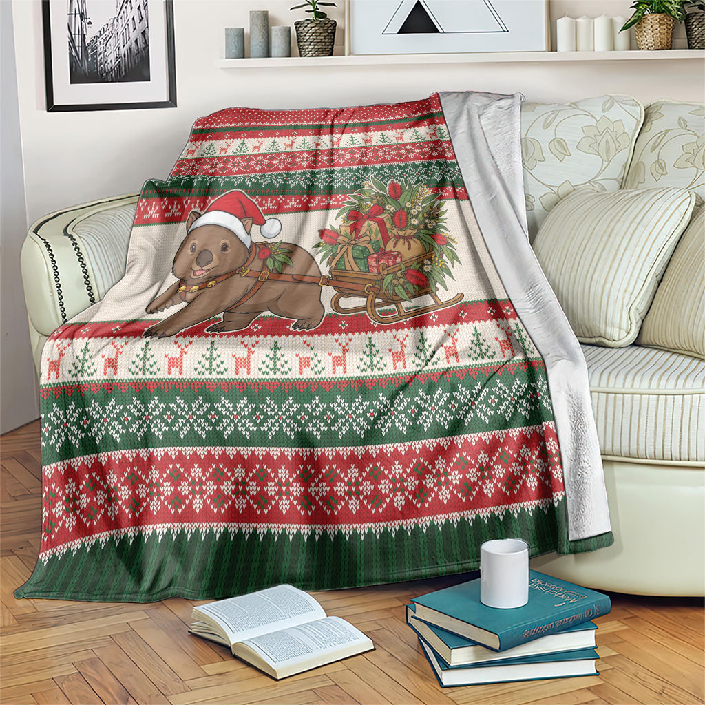 Aussie Wombat Christmas Blanket Festive Knitted Pattern Inspired