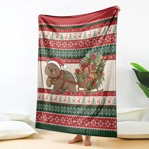 Aussie Wombat Christmas Blanket Festive Knitted Pattern Inspired
