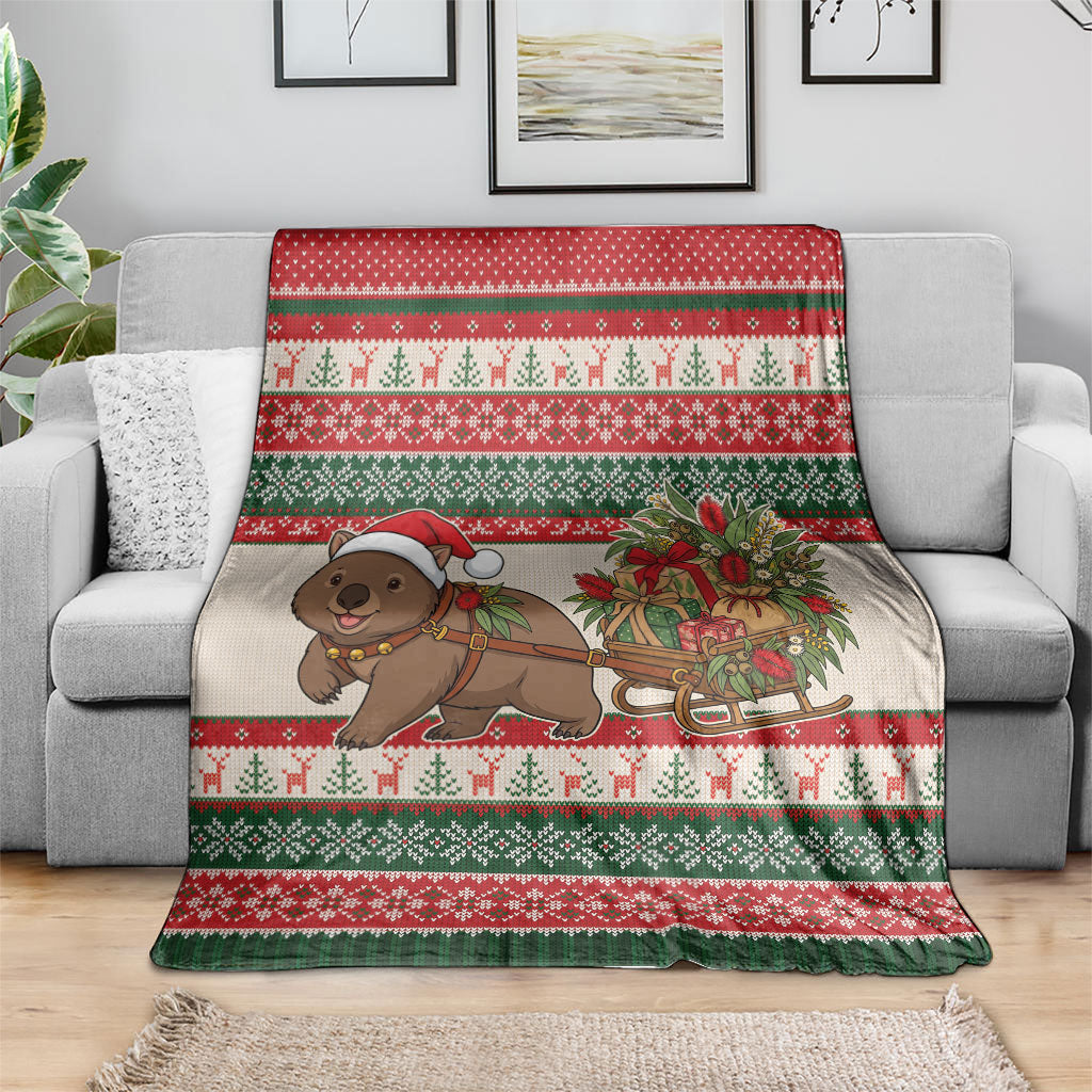 Aussie Wombat Christmas Blanket Festive Knitted Pattern Inspired
