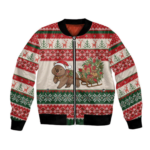 Aussie Wombat Christmas Bomber Jacket Festive Knitted Pattern Inspired