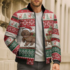 Aussie Wombat Christmas Bomber Puffer Jacket Festive Knitted Pattern Inspired