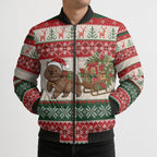 Aussie Wombat Christmas Bomber Puffer Jacket Festive Knitted Pattern Inspired