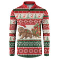 Aussie Wombat Christmas Button Sweatshirt Festive Knitted Pattern Inspired