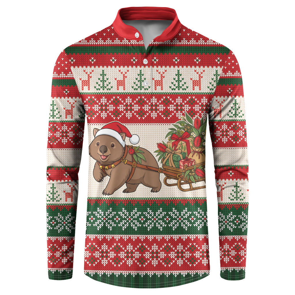 Aussie Wombat Christmas Button Sweatshirt Festive Knitted Pattern Inspired