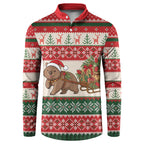 Aussie Wombat Christmas Button Sweatshirt Festive Knitted Pattern Inspired