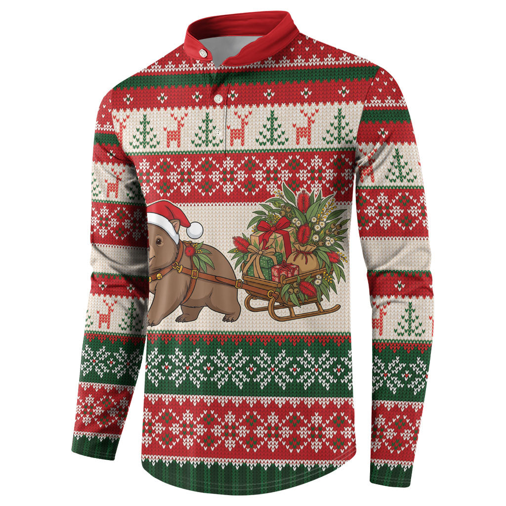 Aussie Wombat Christmas Button Sweatshirt Festive Knitted Pattern Inspired