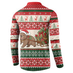 Aussie Wombat Christmas Button Sweatshirt Festive Knitted Pattern Inspired