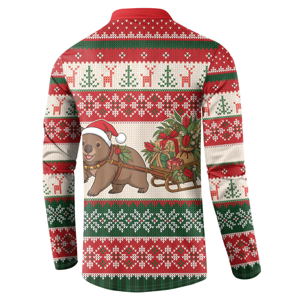 Aussie Wombat Christmas Button Sweatshirt Festive Knitted Pattern Inspired